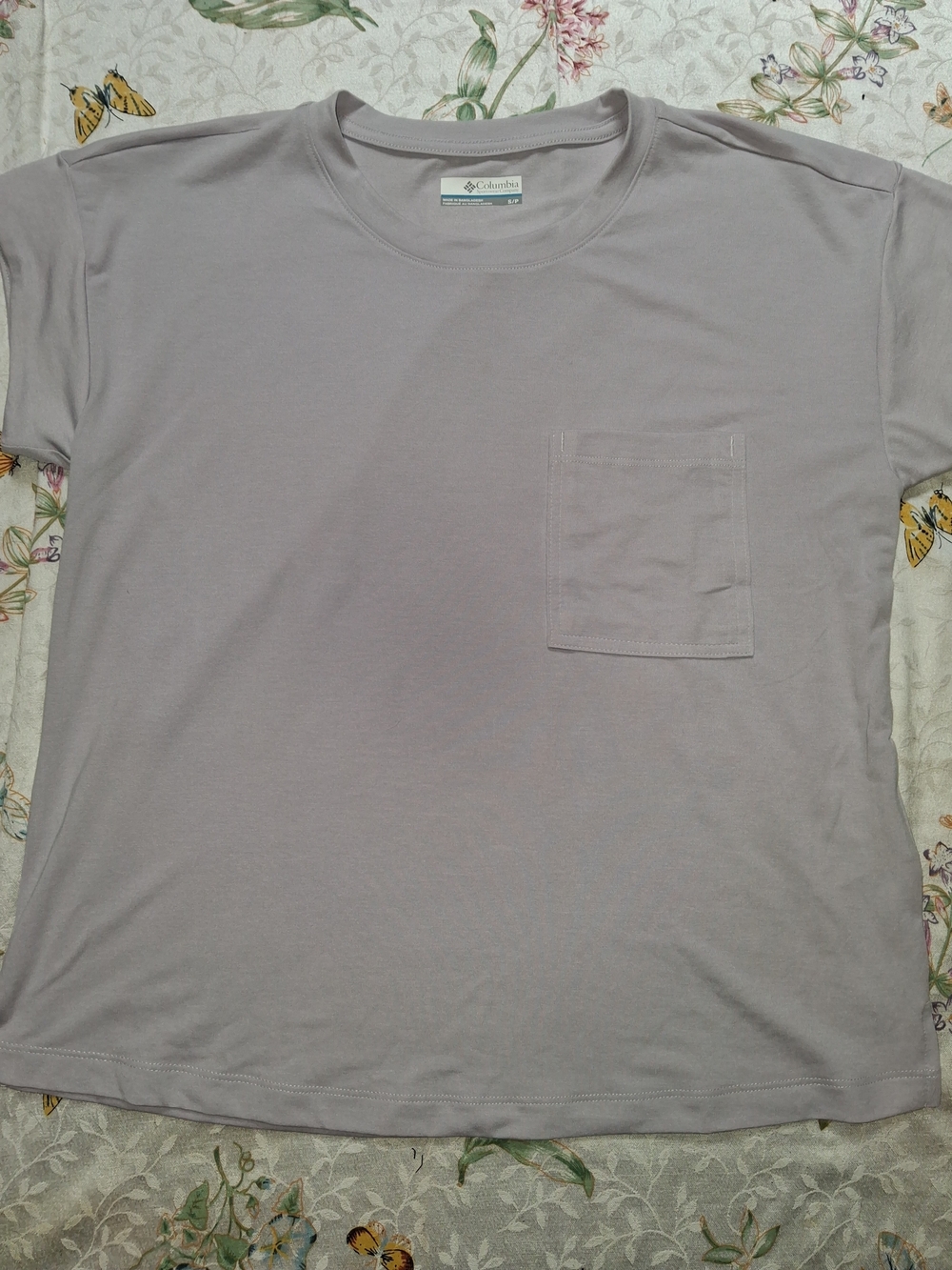 Columbia Light Lavender Crewneck Pocket Tee